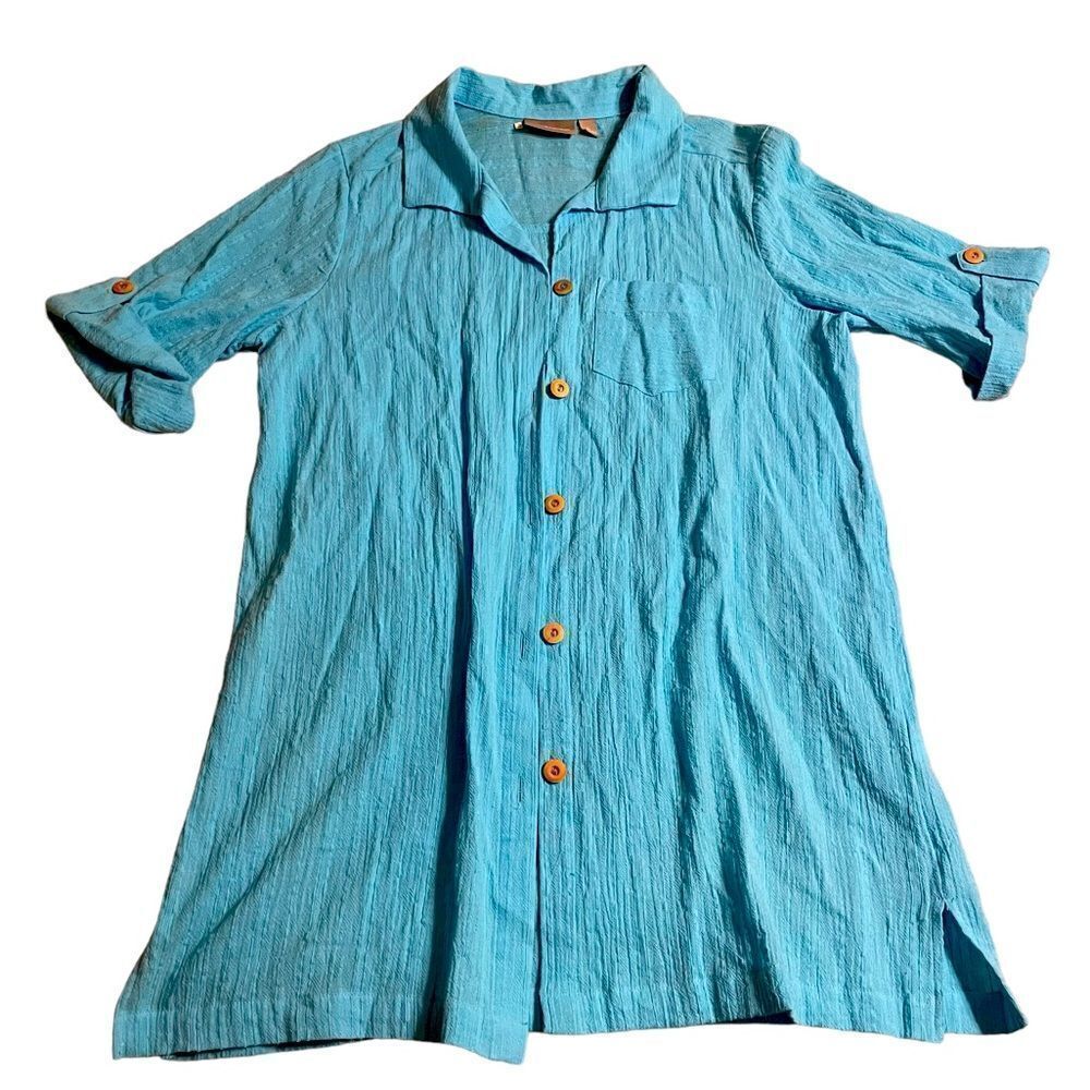 Turquoise Croft and Barrow Beach coverup Overshirt tunic NWT size large